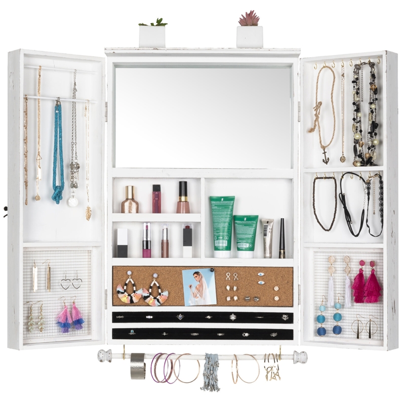 Wall Mounted Jewelry Box + Mirror
