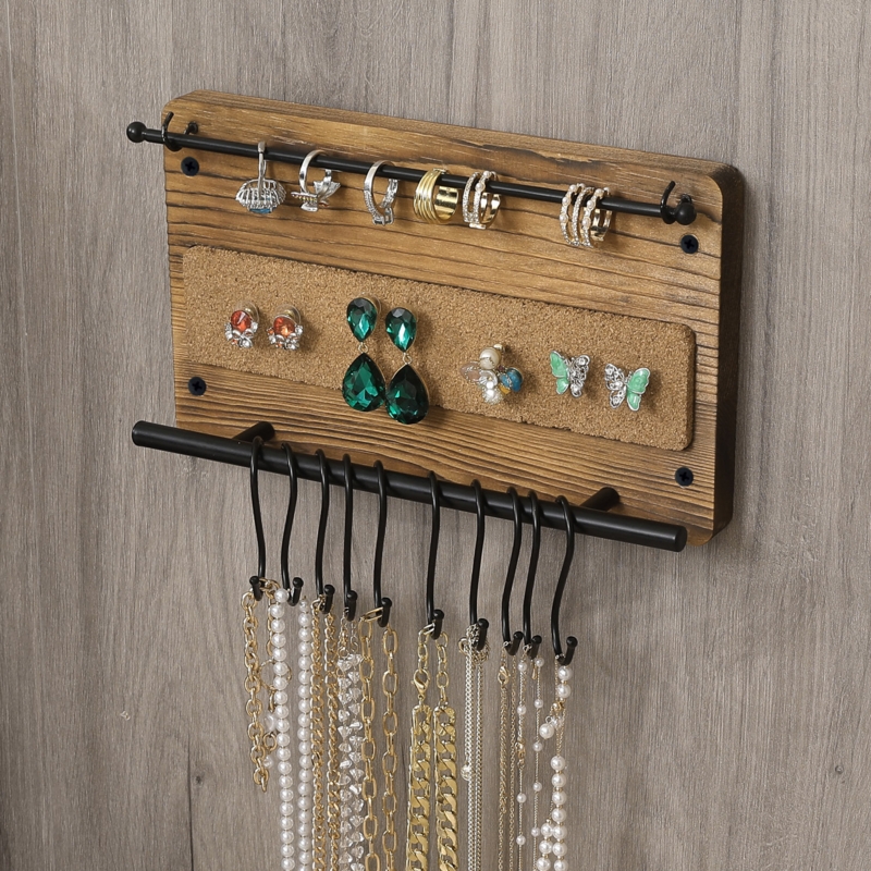 Wall Mounted Jewelry Organizer / 10 Hook
