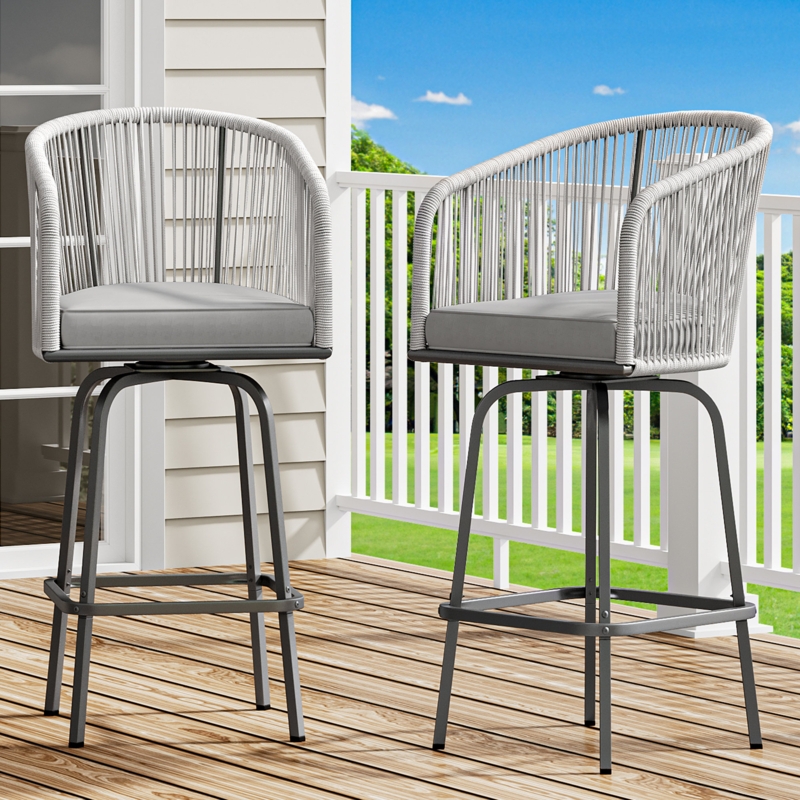Wicker Outdoor 32.3'' Bar Stool with Cushion
