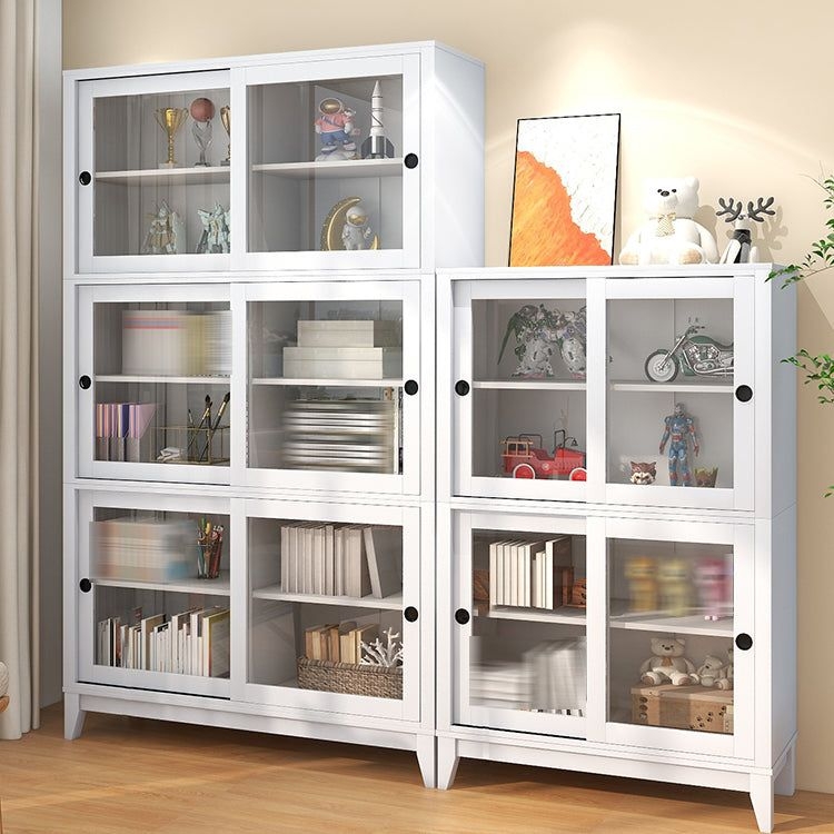Wooden Standard Bookcase Contemporary Closed Back Bookcase with Door for Office - 34.6L x 13.8W x 29.7H / White