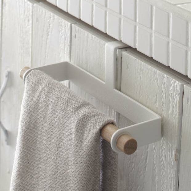 Yamazaki Home Kitchen Towel Hanger, Steel + Wood