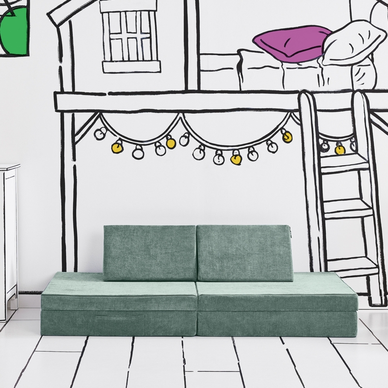 Yourigami Kids and Toddler Play Couch, Convertible Folding Sofa, Durable Foam Modular Design