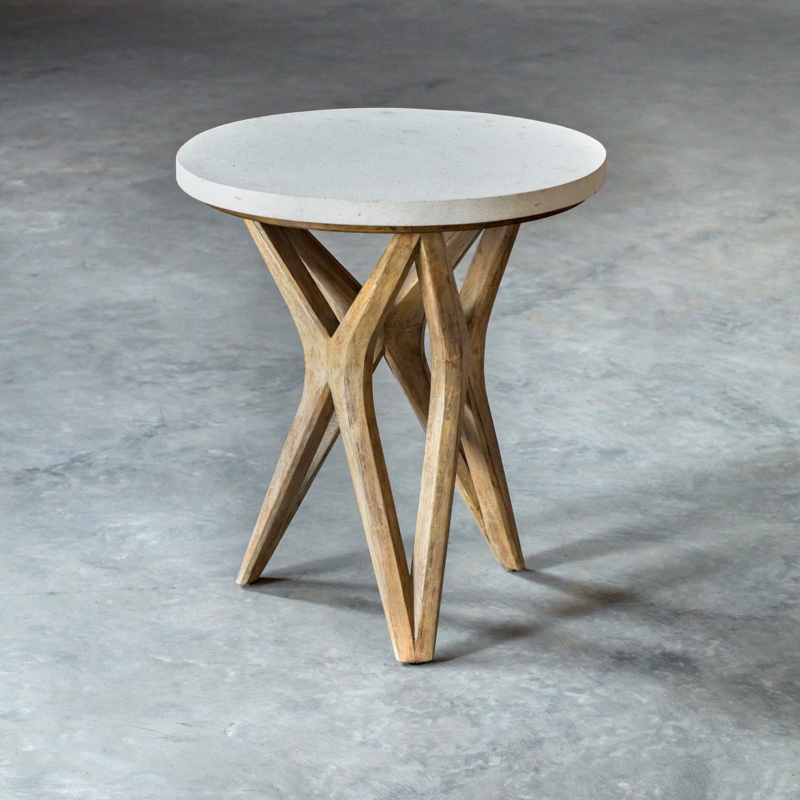 Yvonne Stone Cross Legs End Table