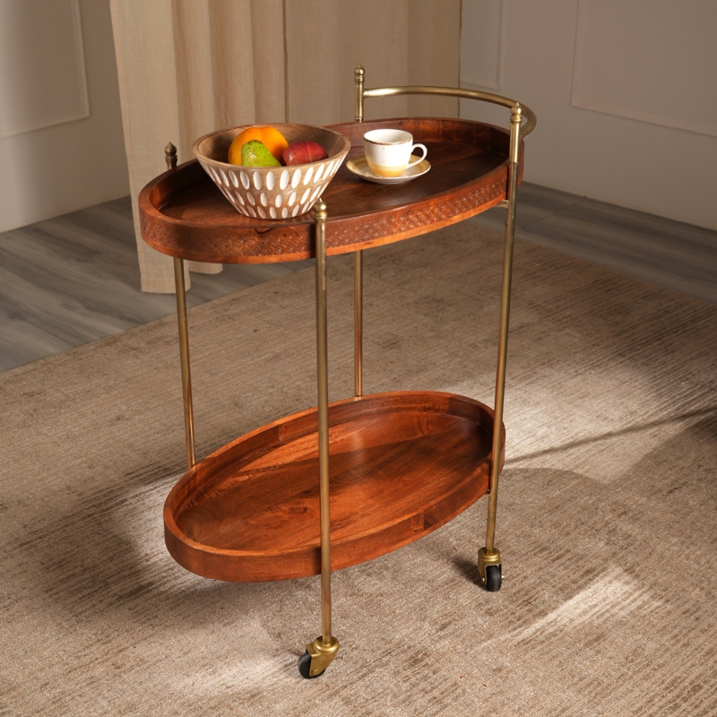 Zayonna Wood u0026 Metal Bar Cart