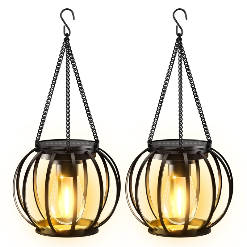 12.5" Solar Powered Integrated LED Outdoor Lantern (Set of 2)