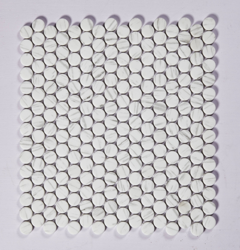 12"x12" Carrara Penny Round Mosaic Floor and Wall Tile