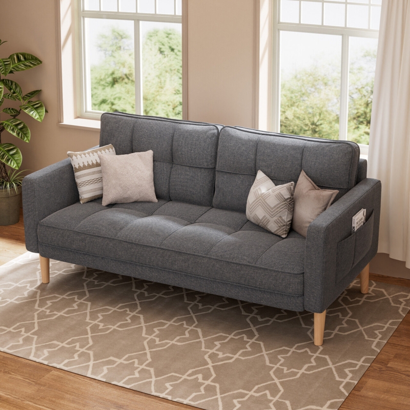 2 or 3 Seater Sofa with Comfort Back Pillows, Deep Seat and Solid Wood Legs