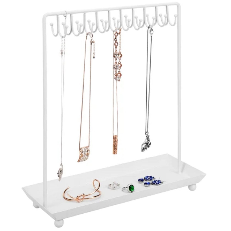 20-Hook Necklace Ring Tray Jewelry Stand