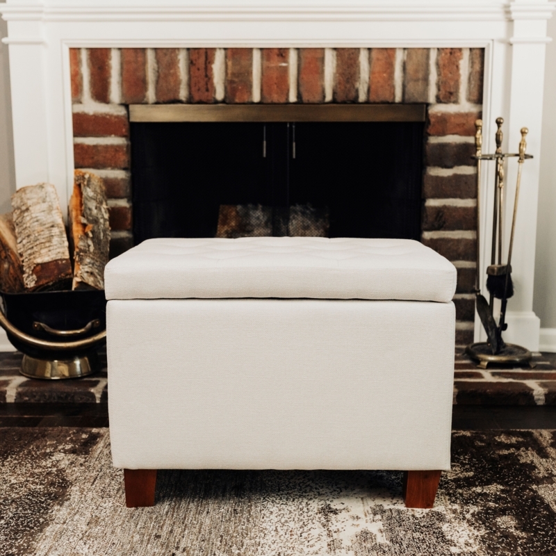 24'' Wide Woven Tufted Rectangle Storage Ottoman with Storage