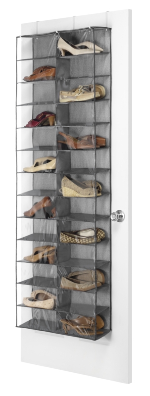 26 Section Over The Door Shoe Shelves - Crosshatch Gray - 22 W x 63 H inches