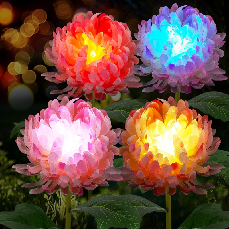 28'' Multi Color Low Voltage Solar Powered Integrated LED Pathway Light Pack (Set of 4)