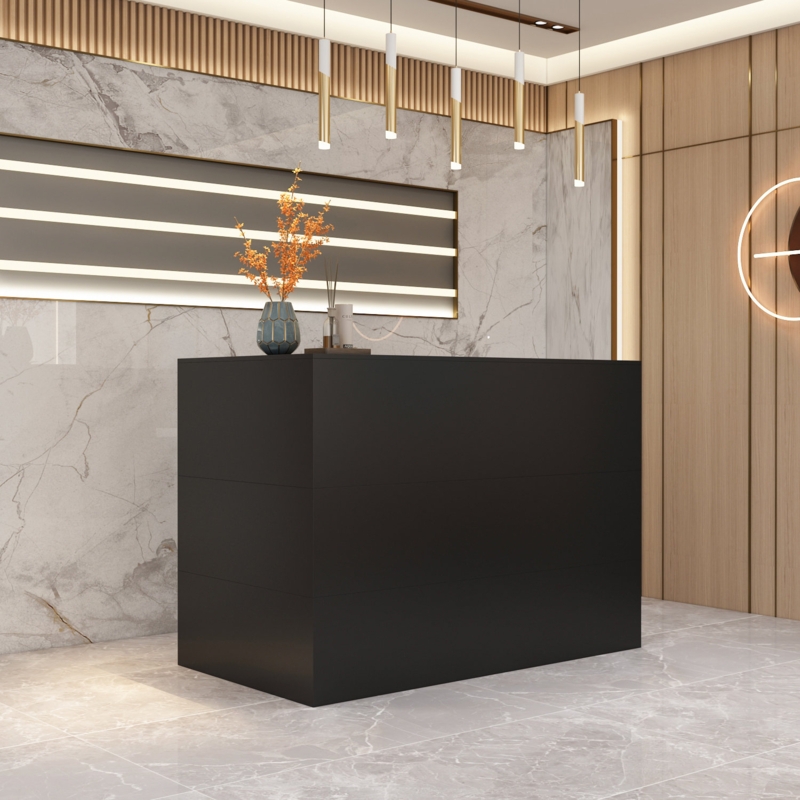 3 Person L-Shaped Wood Reception Desk