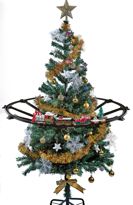31pc Battery Operated Lighted and Animated Christmas Tree Train Set with Sound