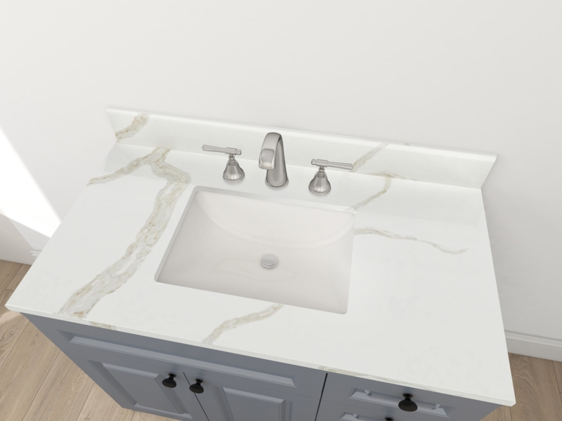 37" Quartz Single Bathroom Vanity Top with Sink