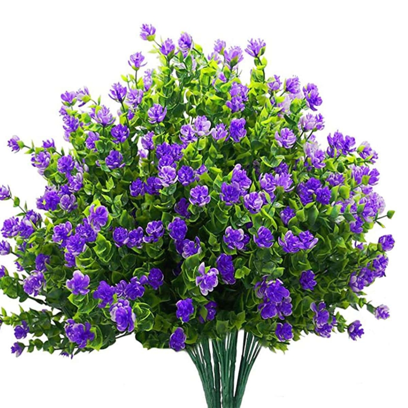 4 Bundles Artificial Flowers Outdoor Fake Plants Faux Floral Arrangements Garden Porch Vase Decor