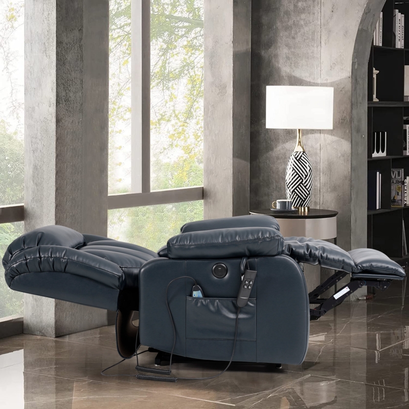 40.1'' Wide Dual Motor Genuine Leather Power Lift Assist Standard Recliner with Massager