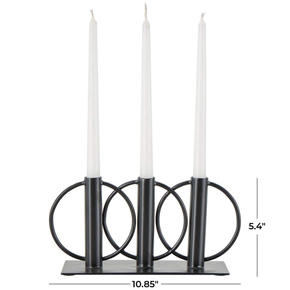 5 in. Black Metal Overlapping Circular Ring Candelabra