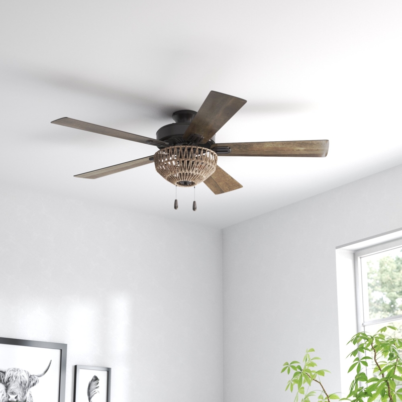 52" Isabella 5 - Blade Ceiling Fan with Woven Rope Shade