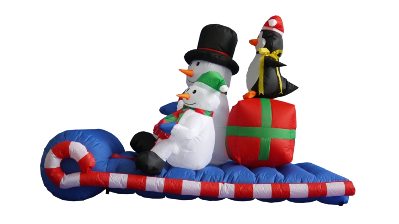 6 ft. Long Snowmen Family on Sleigh Decoration