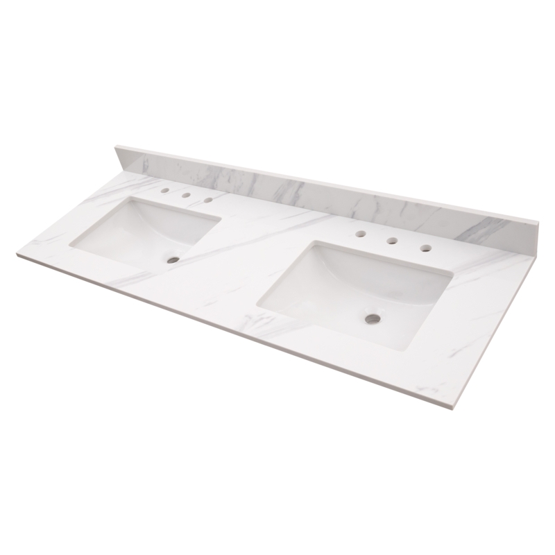 61 in. W x 22 in. D Bathroom Vanity Top with Double Sinks