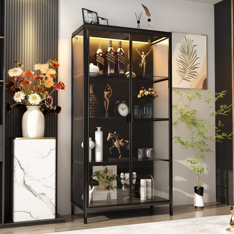 63'' H x 31.5'' W Solid + Manufactured Wood Display Case