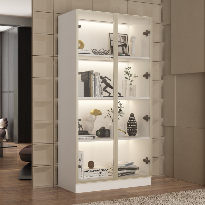 63'' H x 31.5'' W Solid + Manufactured Wood Display Case