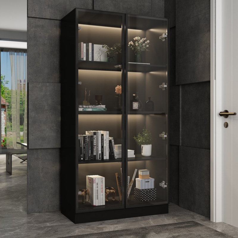 63'' H x 31.5'' W Solid + Manufactured Wood Trophy Display Case