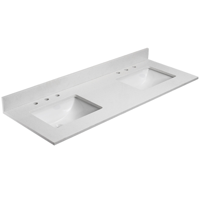 72'' Quartz Stone Double Bathroom Vanity Top with Sink