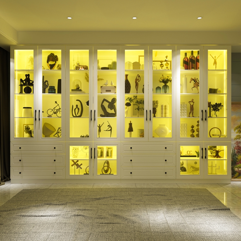 78.7'' H x 126'' W Solid + Manufactured Wood Display Case