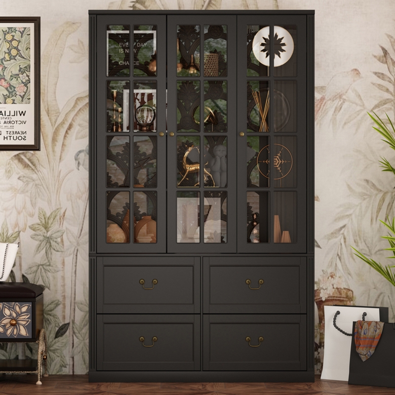 78.7'' H x 47.2'' W Solid + Manufactured Wood Display Case