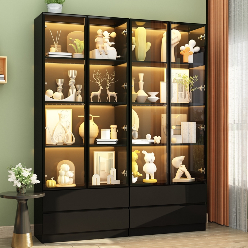 78.7'' H x 63'' W Solid + Manufactured Wood Display Case
