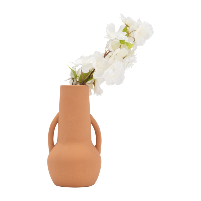 8" Decorative Ceramic Vase with Handles - Contemporary Flower for Home Office Decorative Table Decor