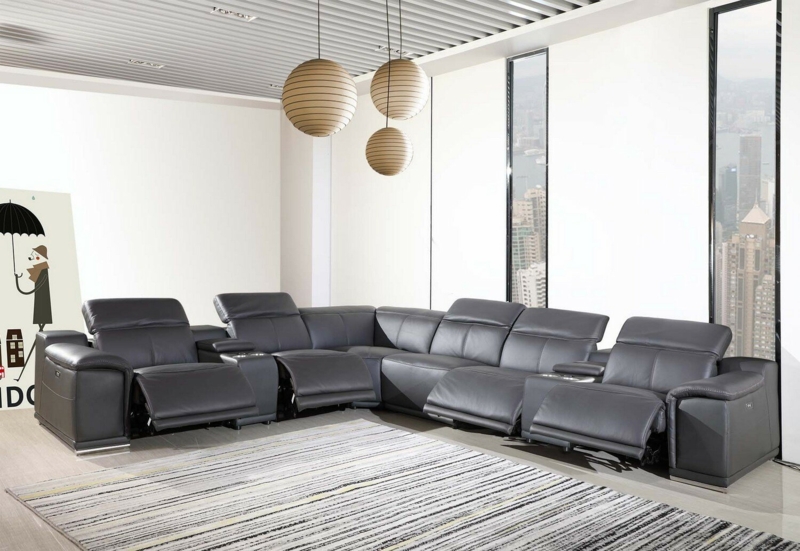 8 - Piece Leather Reclining Sectional