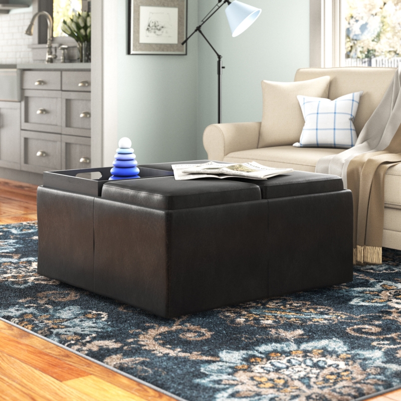Abasi Faux Leather Storage Ottoman