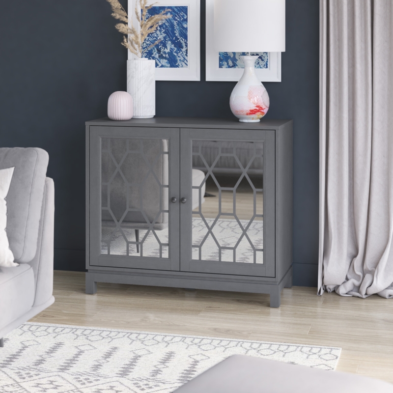 Alayna Accent Cabinet with USB Charging Ports and Mirrored Doors