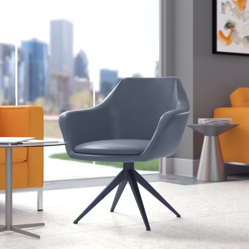 Albarado Vinyl Seat Reception Chair with Metal Frame