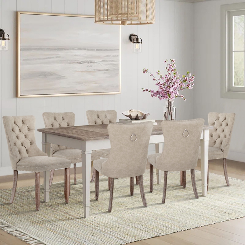 Albrah Tufted Faux Leather Wing Back Dining Chair