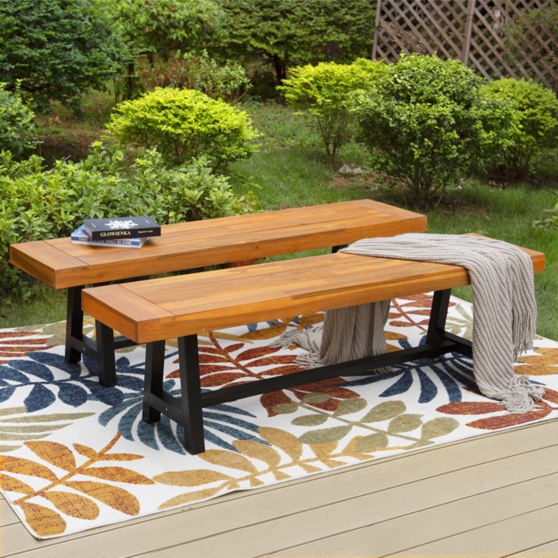 Alderfield Acacia Outdoor Bench (Set of 2)