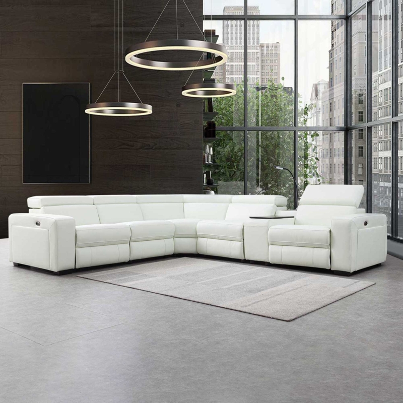 Alepede 6 - Piece Leather Power Reclining Sectional