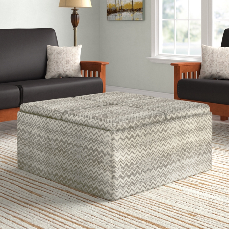 Alexee 36.2" Wide Square Chevron Ottoman with Storage