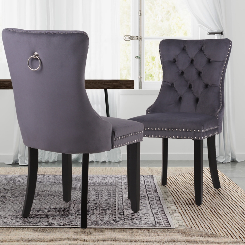 Alexes Tufted Velvet Wing Back Dining Chair