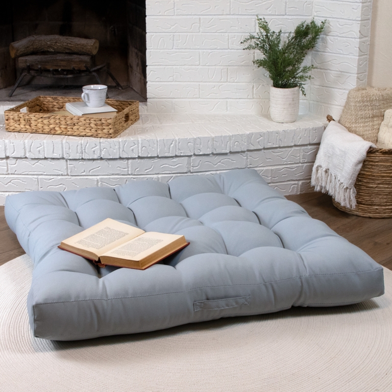 Alexzandra 40" Floor Pillow with Tufting & Handle