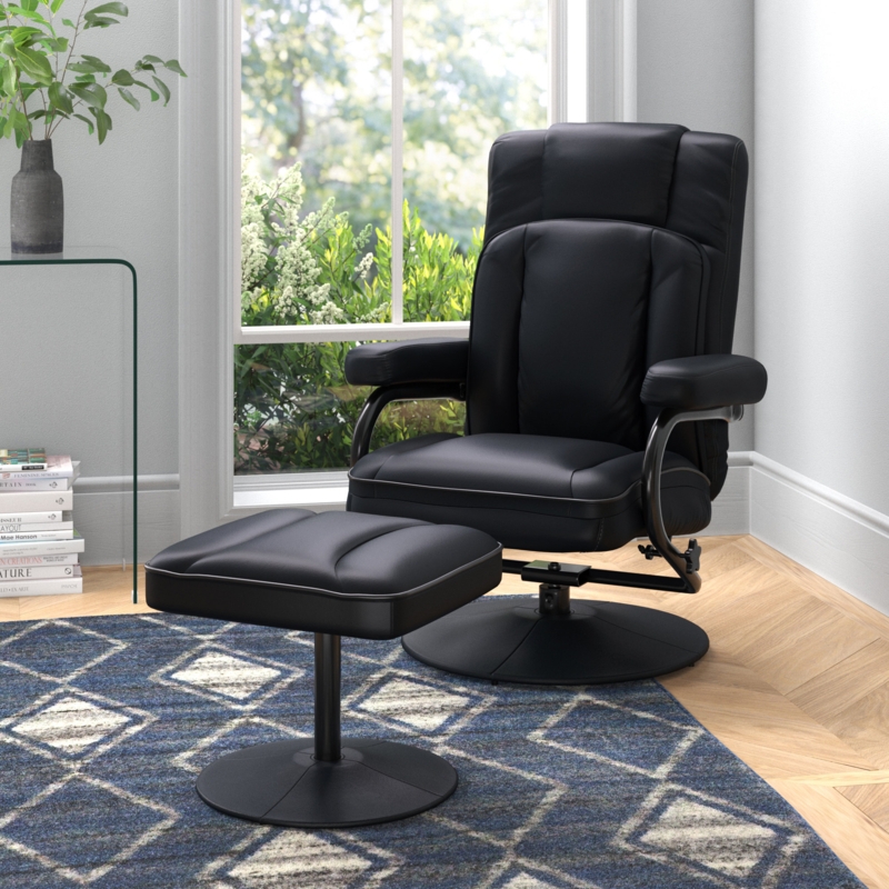 Amardo Faux Leather Swivel Recliner with Ottoman