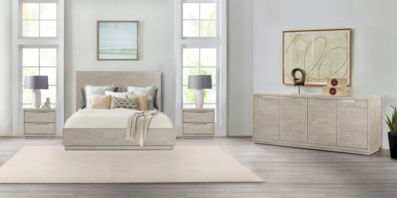Amazyn 4 Piece Bedroom Set in Grey Oak Wood