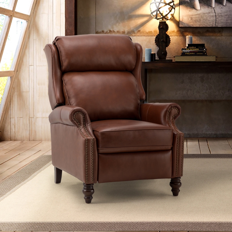 Ambrosane 33" Wide Genuine Leather Manual Standard Recliner