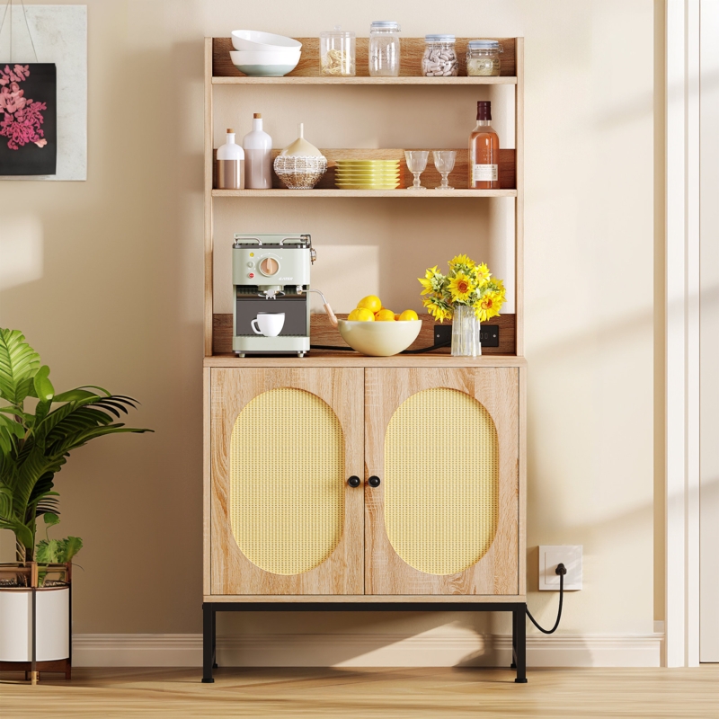 Amelija 31.4'' Wood Baker's Rack with Microwave Compatibility