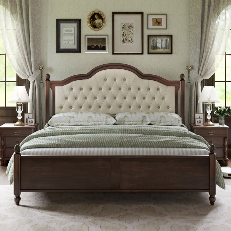 Amilio Upholstered Bed Solid Wood Platform