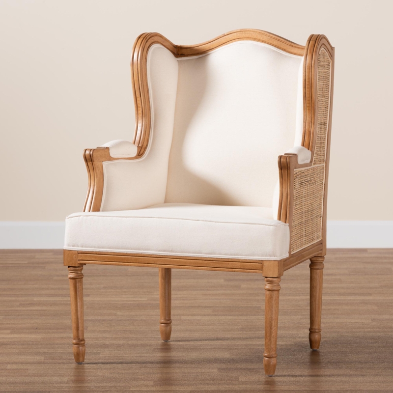 Aminia Upholstered Rattan and Bayur Wood Armchair