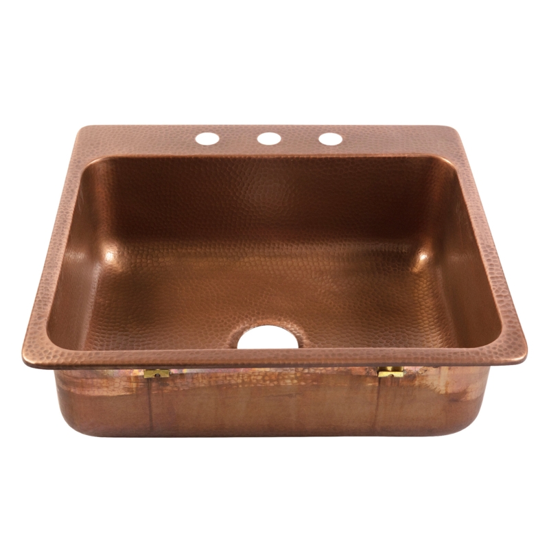 Angelico Copper 25" Single Bowl Drop-In Kitchen Sink