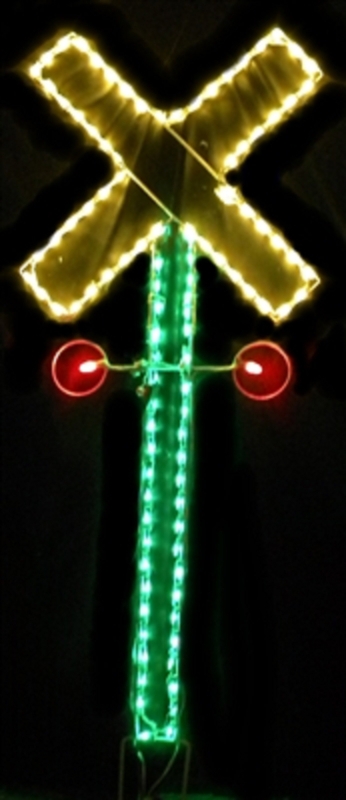 Animated Large Railroad Crossing Christmas Lighted Display